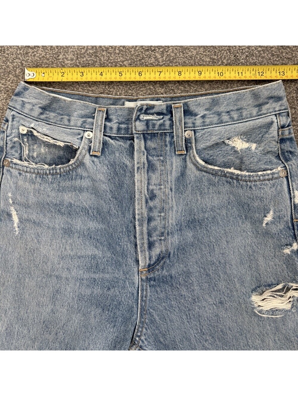 AGOLDE 90s Jeans Woman’s 25  Mid Rise Loose Straight Leg Distressed Button Fly - Picture 6 of 7